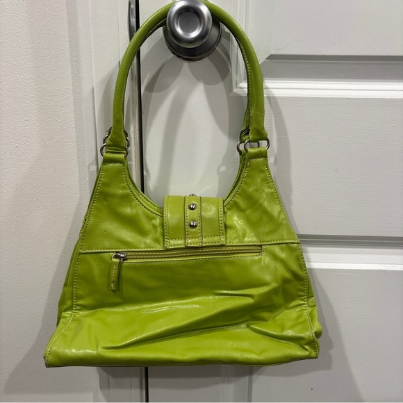 Lime Green Women's Shoulder Bag with Ring Detail - Picture 5 of 6